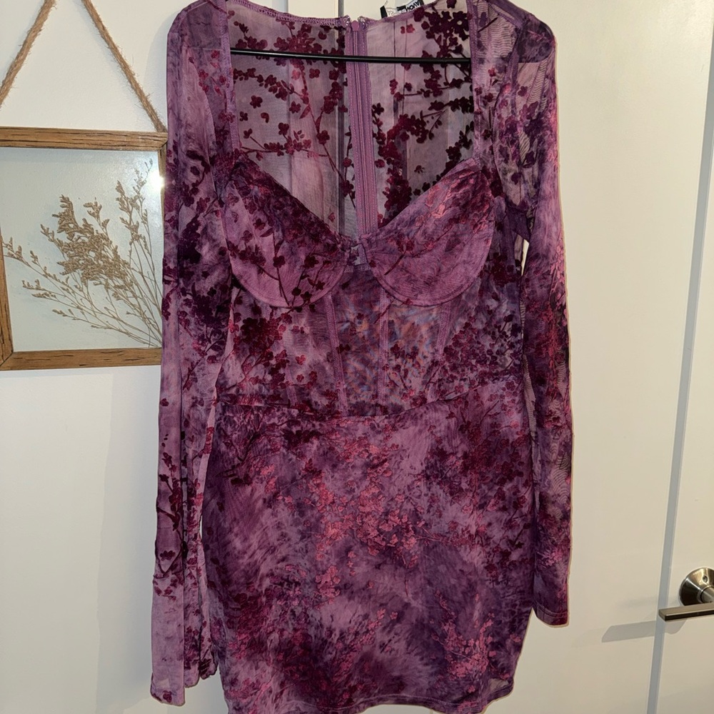 Floral Sheer Long Sleeve Dress